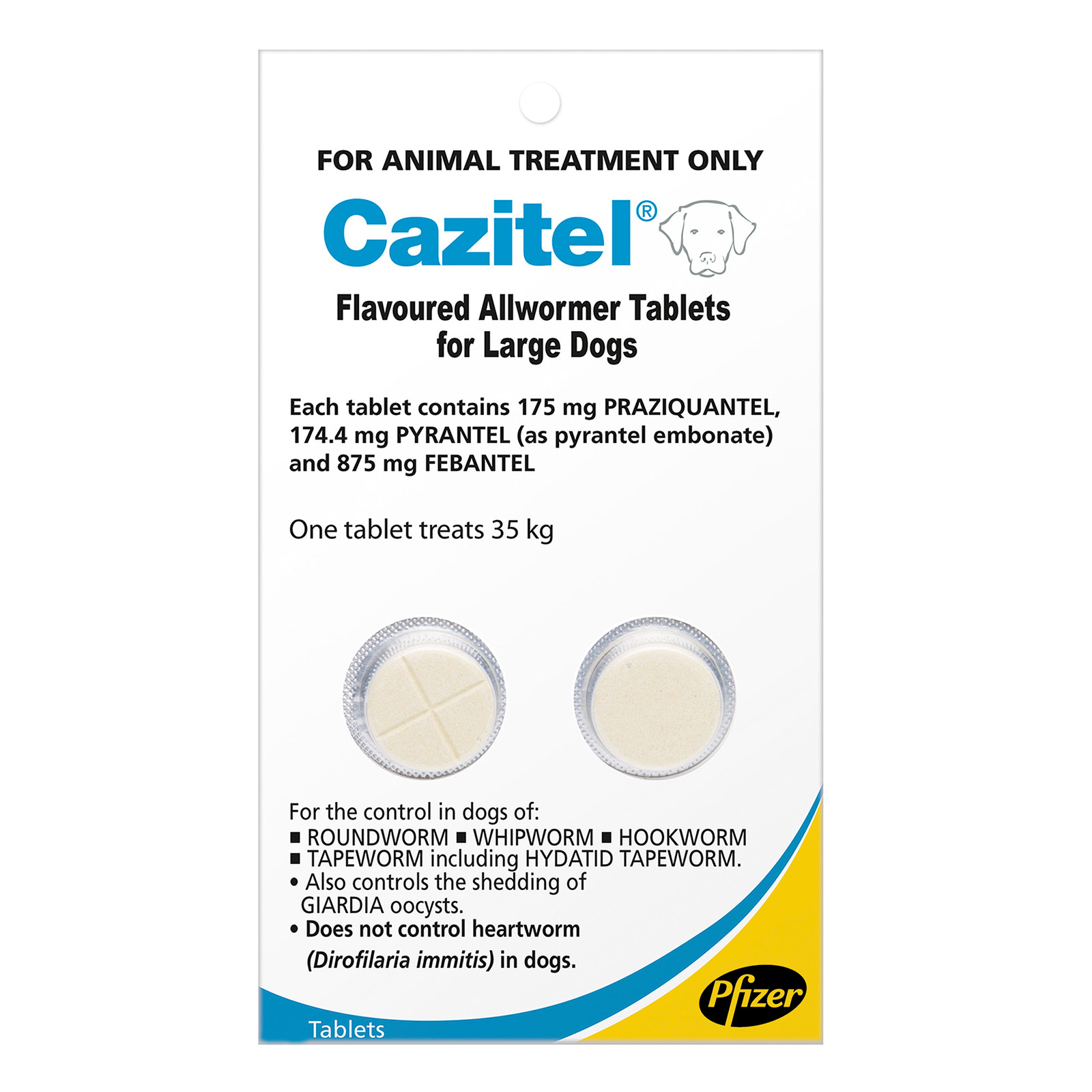 Cazitel Flavoured Allwormer For Large Dogs 77 Lbs. 4 Tablets
