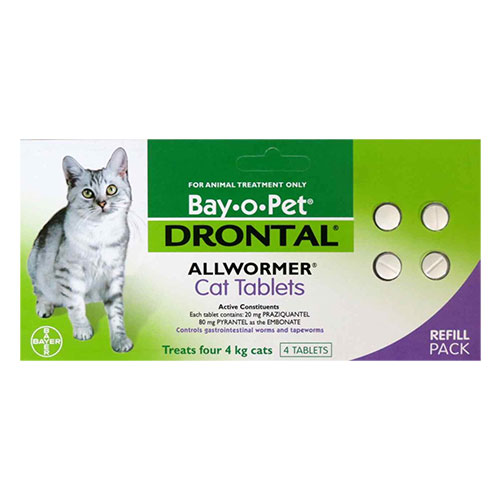 "Drontal For Cats Up To 8.8lbs 4 Tablets"