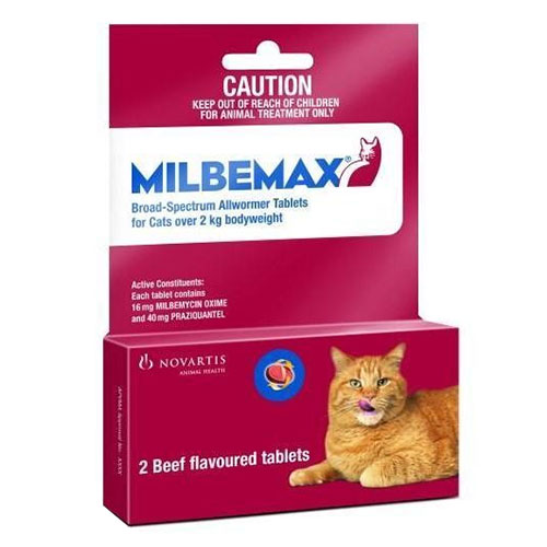 "Milbemax For Large Cats More Than 4.4-17.6lbs 2 Tablets"