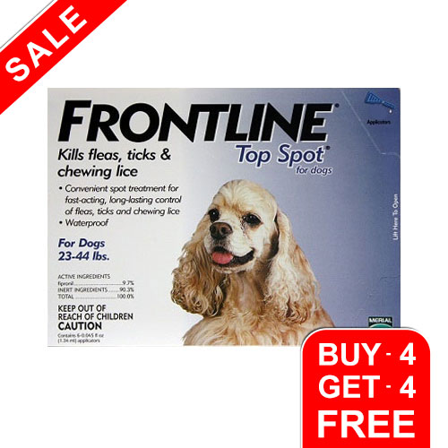Frontline Top Spot Medium Dogs 23-44lbs Blue 4 + 4 Free
