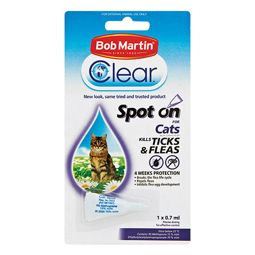 Bob Martin Clear Ticks & Fleas Spot On For Cats 1x1.07ml 1 Pack

