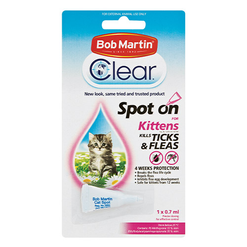 Bob Martin Clear Ticks & Fleas Spot On For Kittens 1x0.7ml 1 Pack
