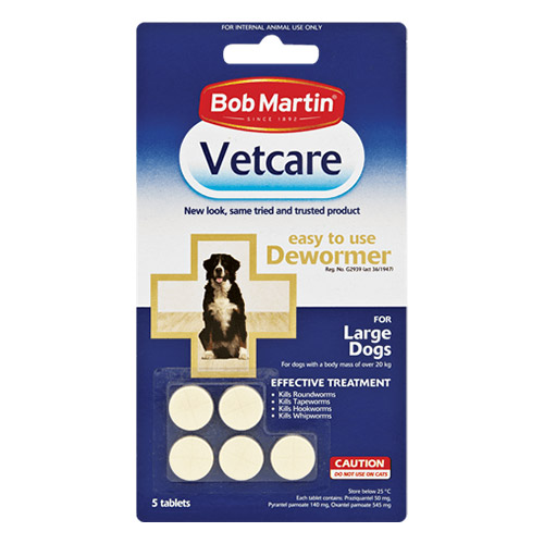 Bob Martin Vetcare Dewormer For Large Dogs 5 Tablets
