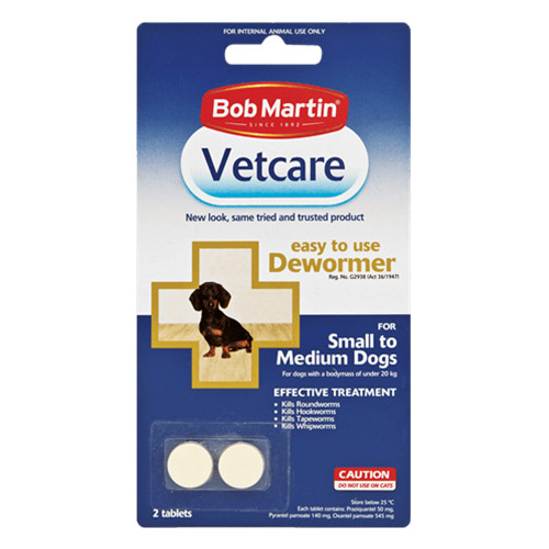 Bob Martin Vetcare Dewormer For Small To Medium Dogs 2 Tablets
