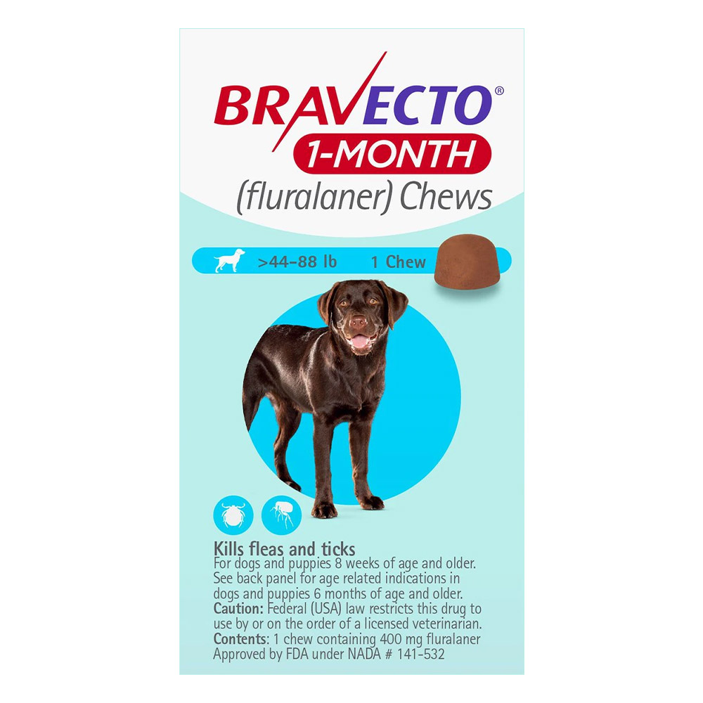 Bravecto 1-Month Chew For Large Dogs 44 To 88lbs Blue 1 Chew