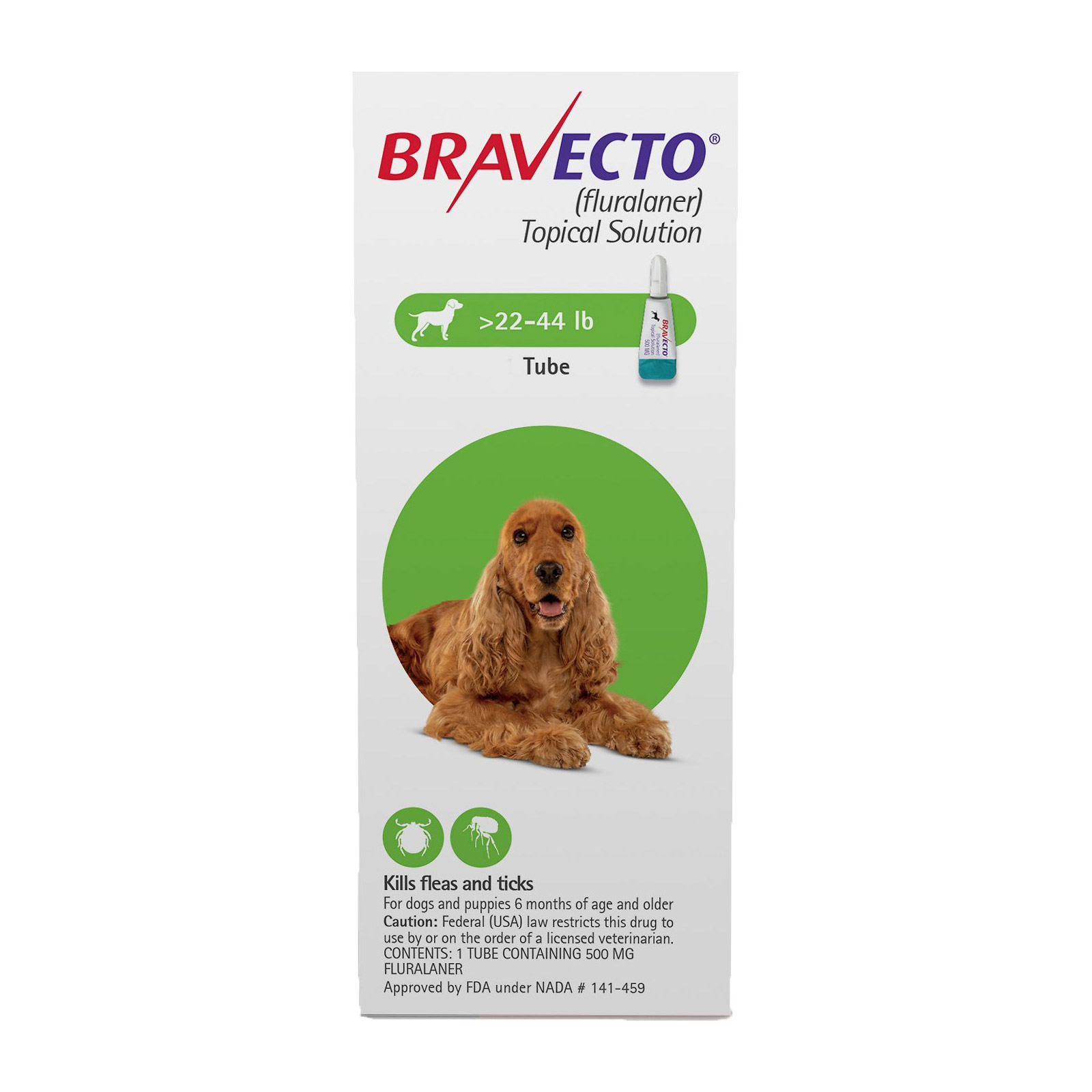 Bravecto Topical For Medium Dogs 22 - 44 Lbs Green 1 Doses
