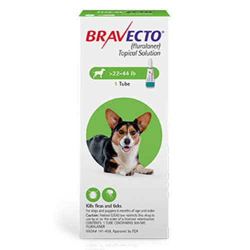 Bravecto Topical For Medium Dogs 22 - 44 Lbs Green 3 Doses

