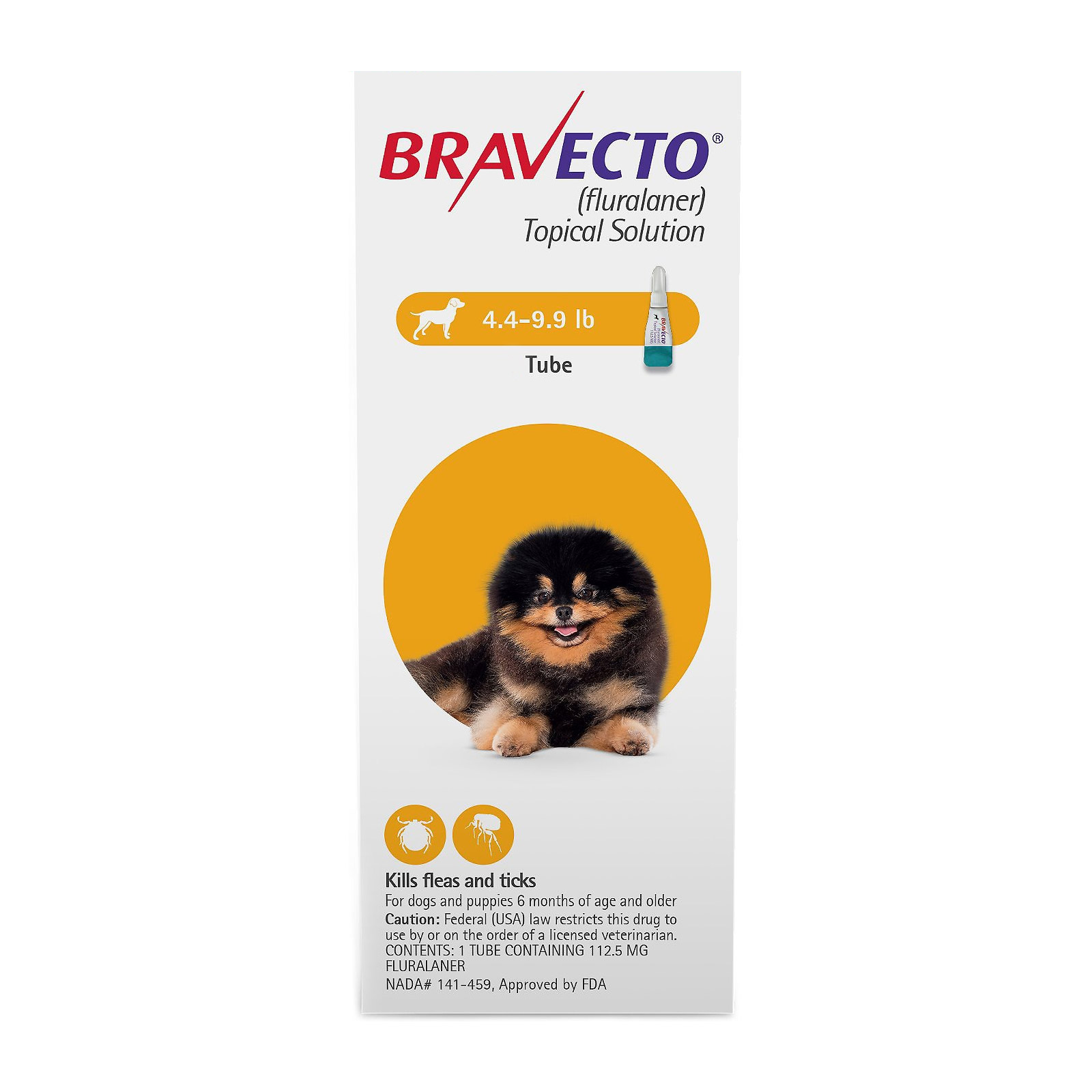 Bravecto Topical For X-Small Dogs 4.4 - 9.9 Lbs Yellow 3 Doses