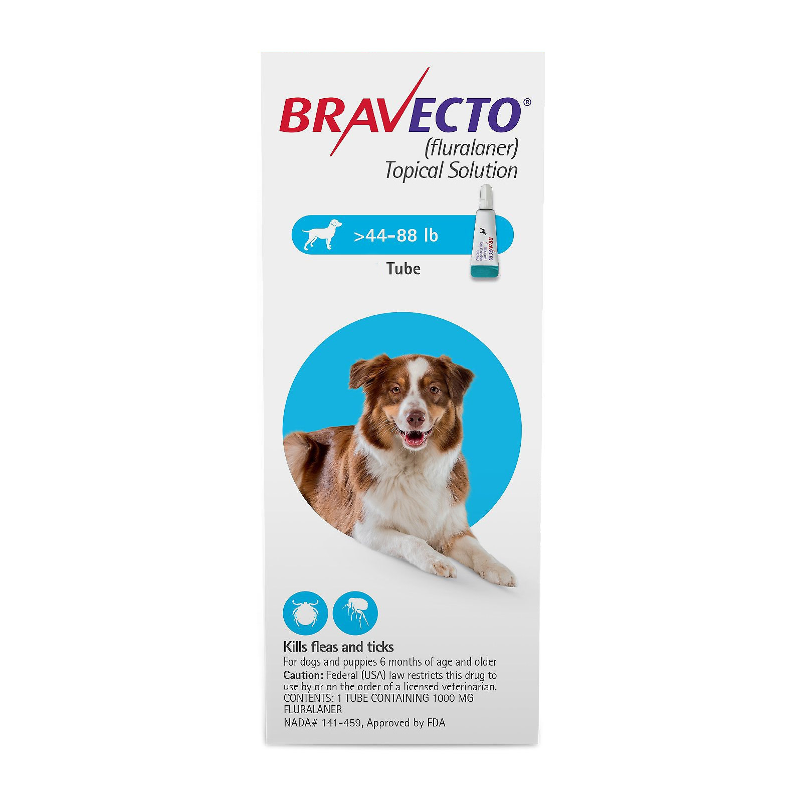 Bravecto Topical For Large Dogs 44 - 88 Lbs Blue 3 Doses