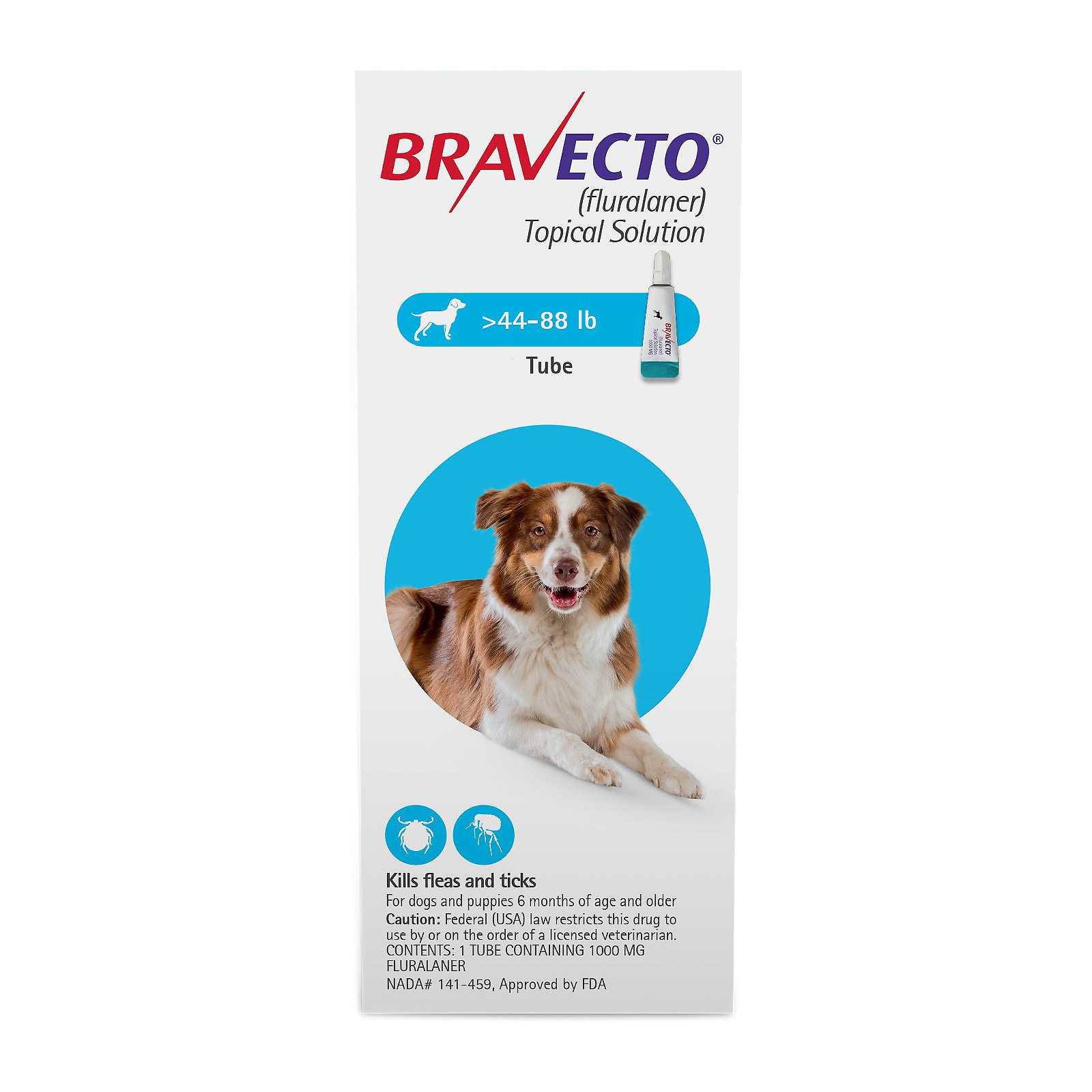 

Bravecto Topical For Large Dogs 44 - 88 Lbs Blue 1 Doses