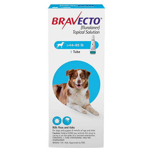 Bravecto Topical For Large Dogs 44 - 88 Lbs Blue 2 Doses