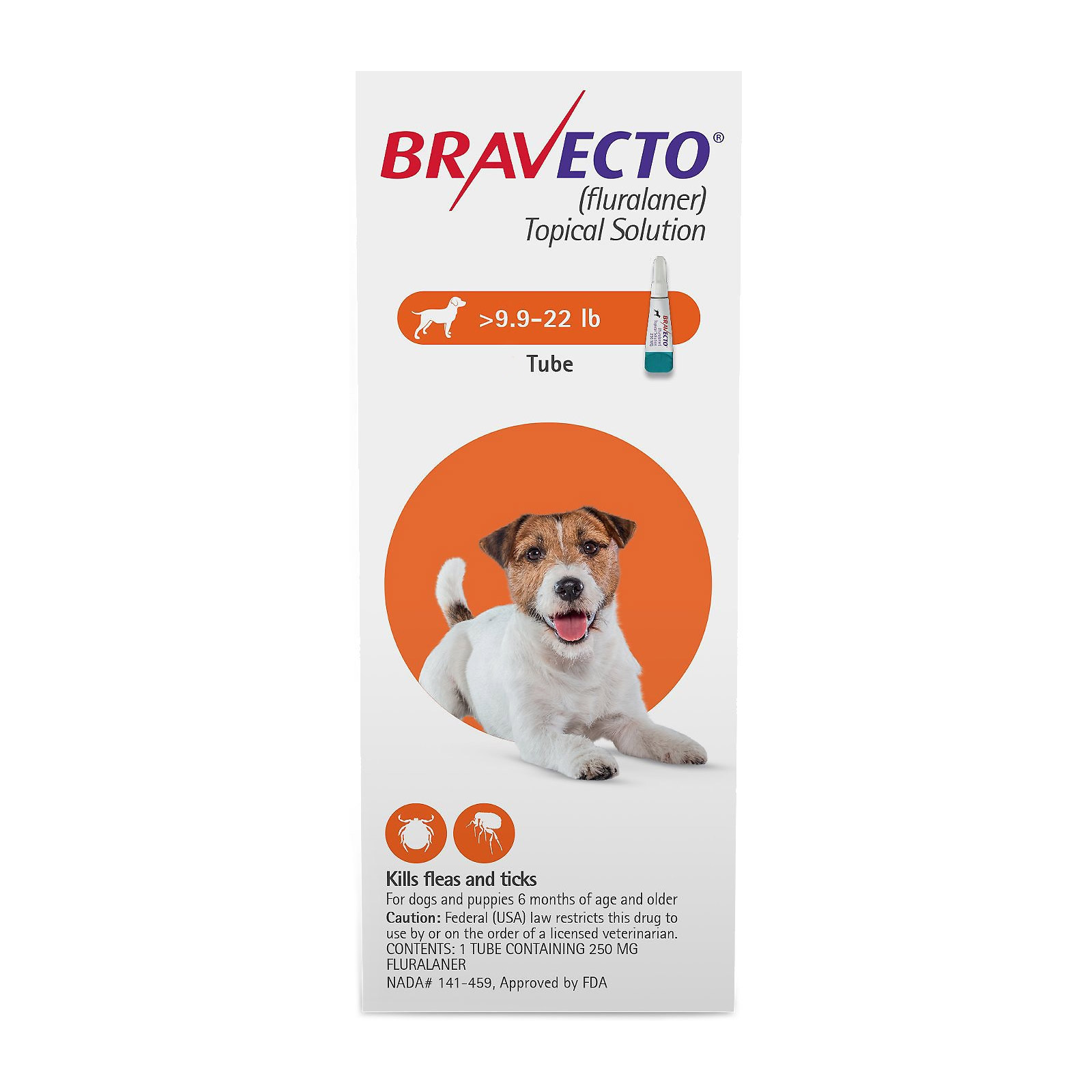 Bravecto Topical For Small Dogs (9.9 - 22 Lbs) Orange 3 Doses
