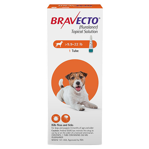 Bravecto Topical For Small Dogs 9.9 - 22 Lbs Orange 3 Doses
