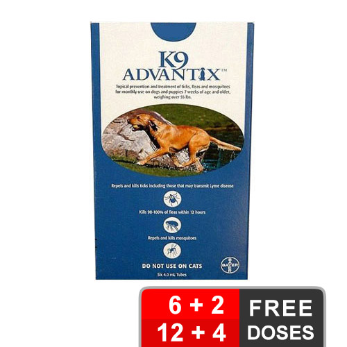

K9 Advantix Extra Large Dogs Over 55 Lbs Blue 12 + 4 Free