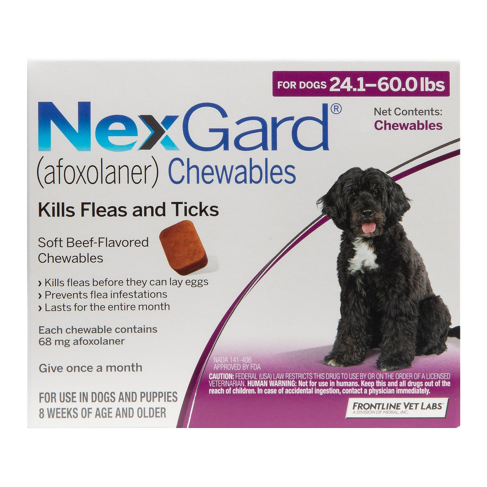 Nexgard For Large Dogs 24.1-60 Lbs Purple 12 Chews