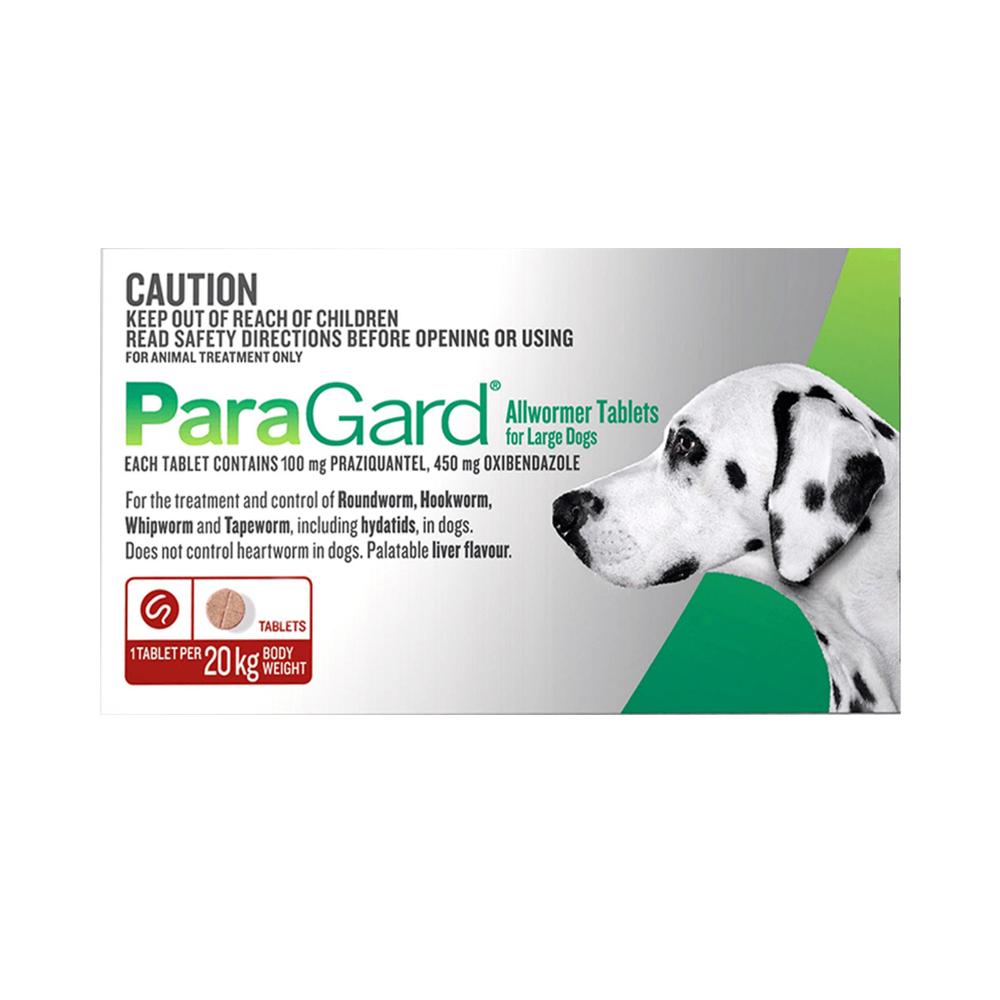 Paragard Allwormer For Large Dogs 20 Kg (44lbs) 100 Tablets
