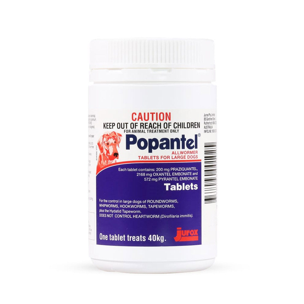 "Popantel For Dogs 40 Kgs (88 Lbs) 2 Tablets"