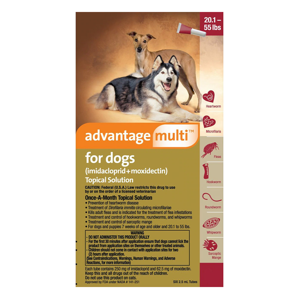 Advantage Multi for Large Dogs 20.1-55 Lbs (Red) 3 Doses
