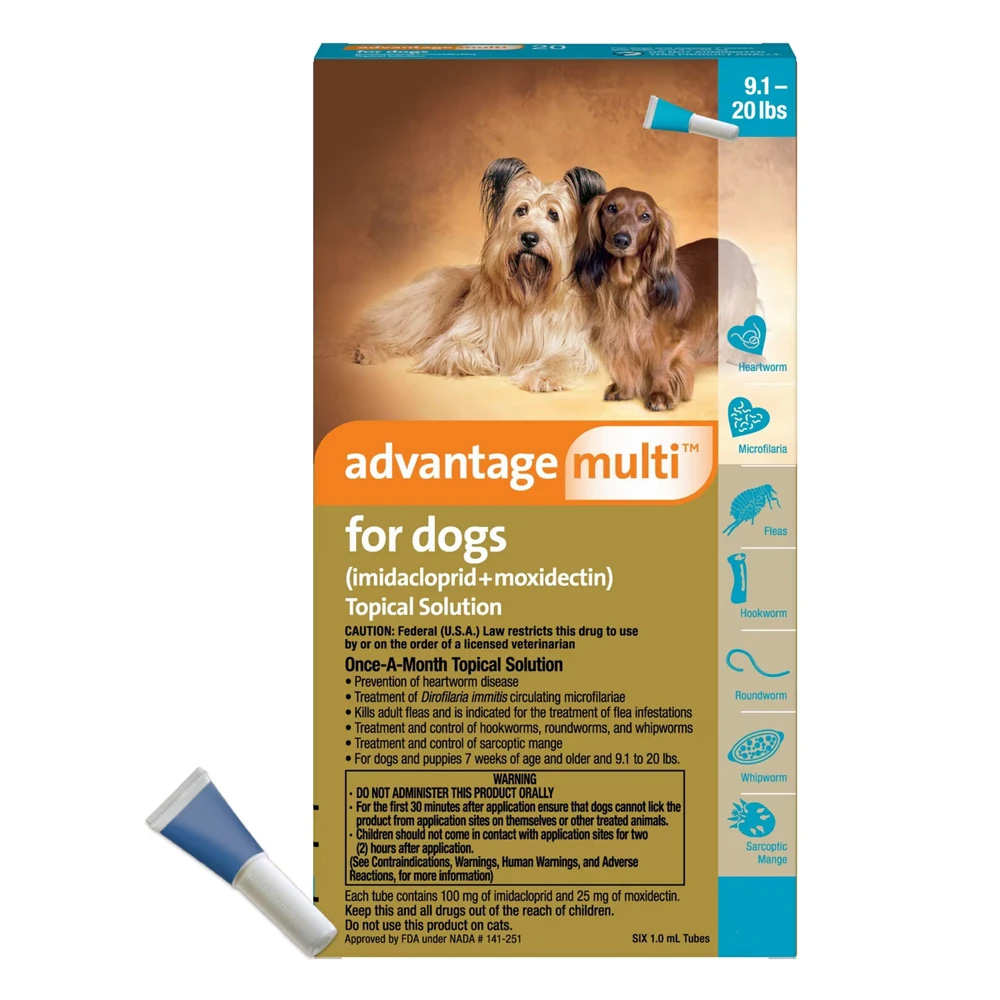Advantage Multi (Advocate) Medium Dogs 9.1-20 Lbs (Aqua) 3 Doses