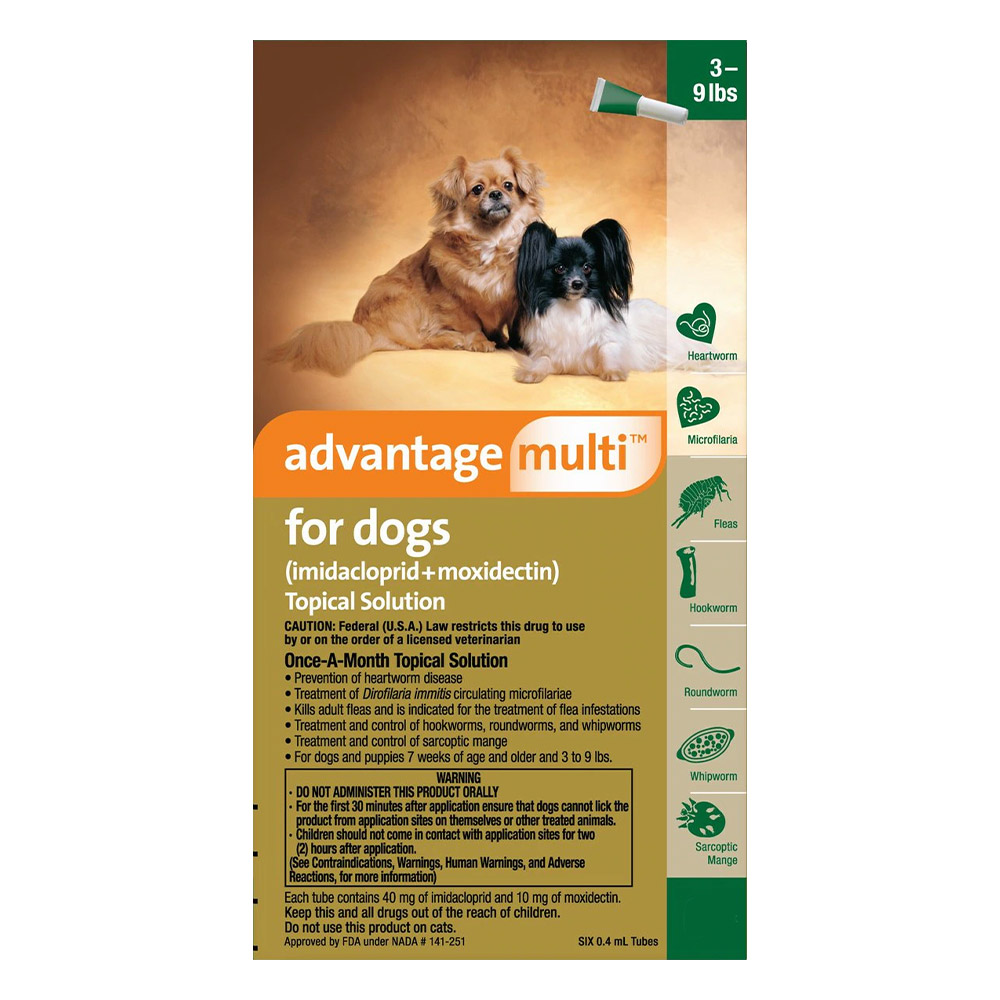 Advantage Multi Advocate Small Dogs 3-9 Lbs Green 6 Doses