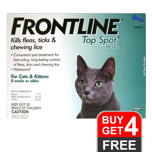 Frontline Top Spot Cats Green 4 + 4 Free