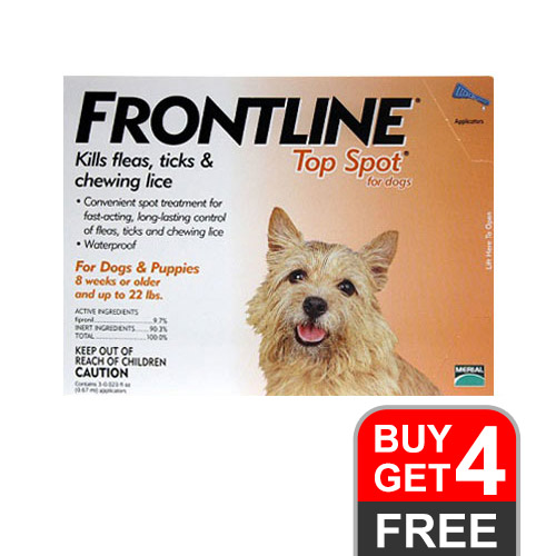 Frontline Top Spot Small Dogs 0-22 Lbs Orange 4 + 4 Free
