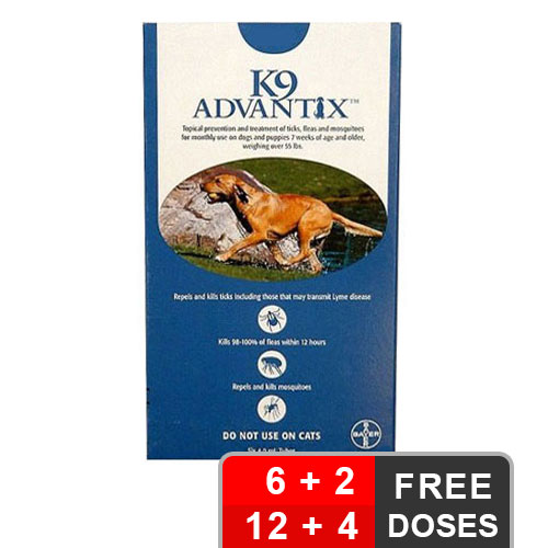 K9 Advantix Extra Large Dogs Over 55 Lbs Blue 12 + 4 Free
