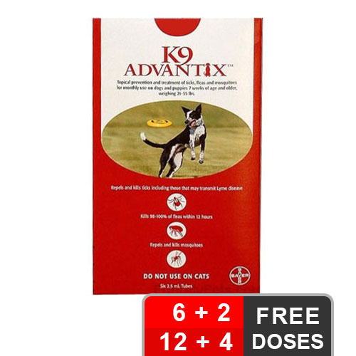 K9 Advantix Large Dogs 21-55 Lbs Red 12 + 4 Free