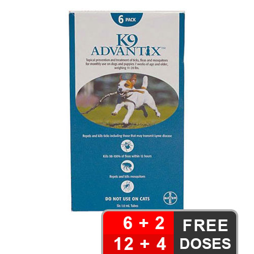 K9 Advantix Medium Dogs 11-20 Lbs Aqua 12 + 4 Free -  Bayer-K9-Advantix-66