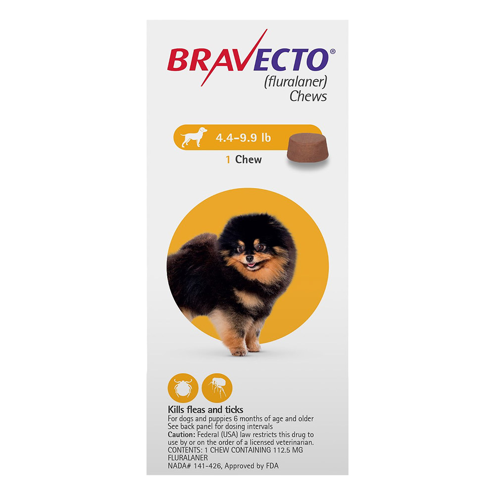 Bravecto For Toy Dogs 4.4 To 9.9 Lbs Yellow 2 Chews