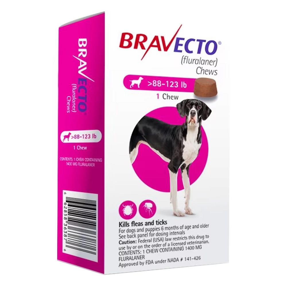 Bravecto For Extra Large Dogs 88-123lbs (Pink) 2 Chews