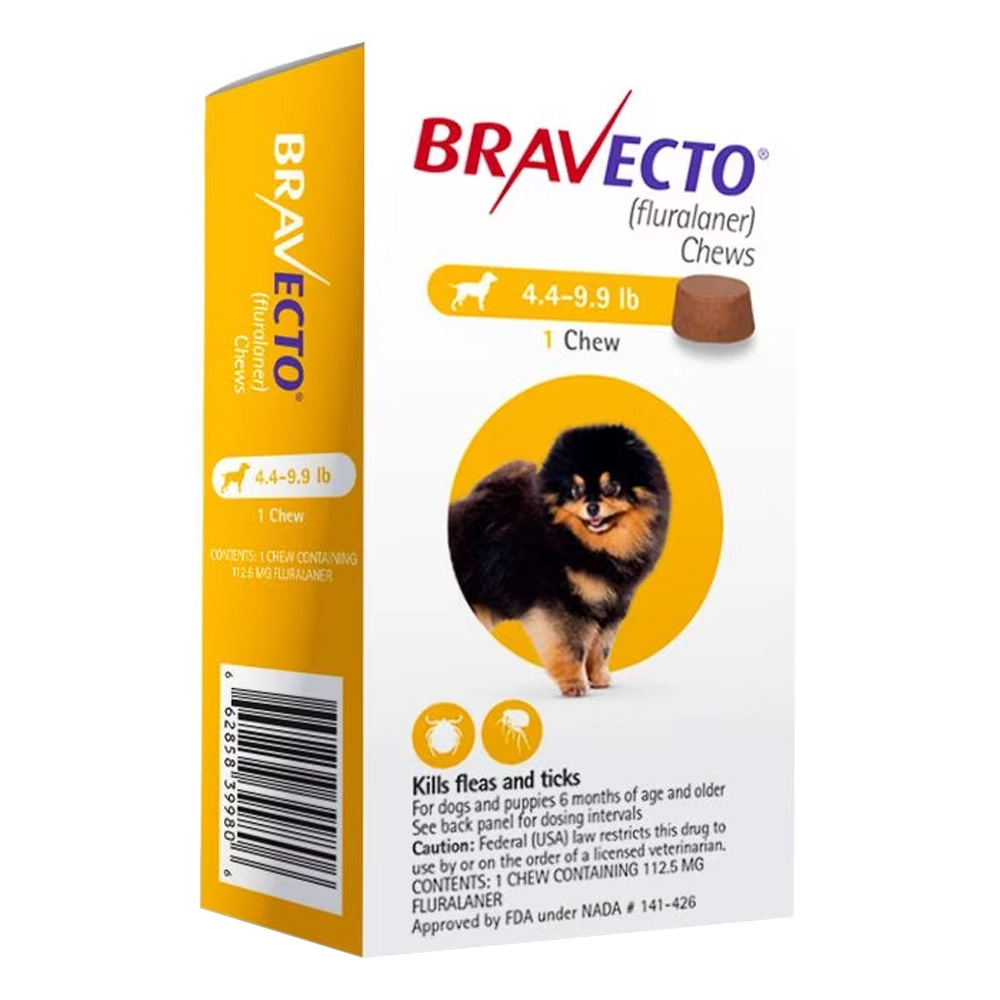 Bravecto For Toy Dogs 4.4 To 9.9 Lbs (Yellow) 2 Chews