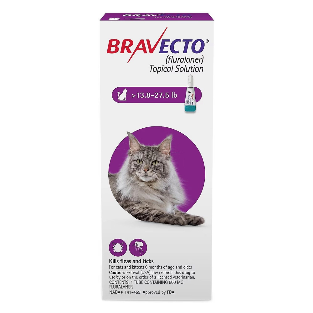 Bravecto Spot-On For Large Cats 13.8 Lbs - 27.5 Lbs (Purple) 1 Pack