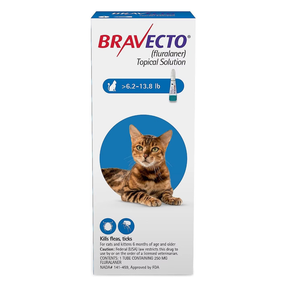 Bravecto Spot-On For Medium Cats 6.2 Lbs - 13.8 Lbs (Blue) 1 Pack