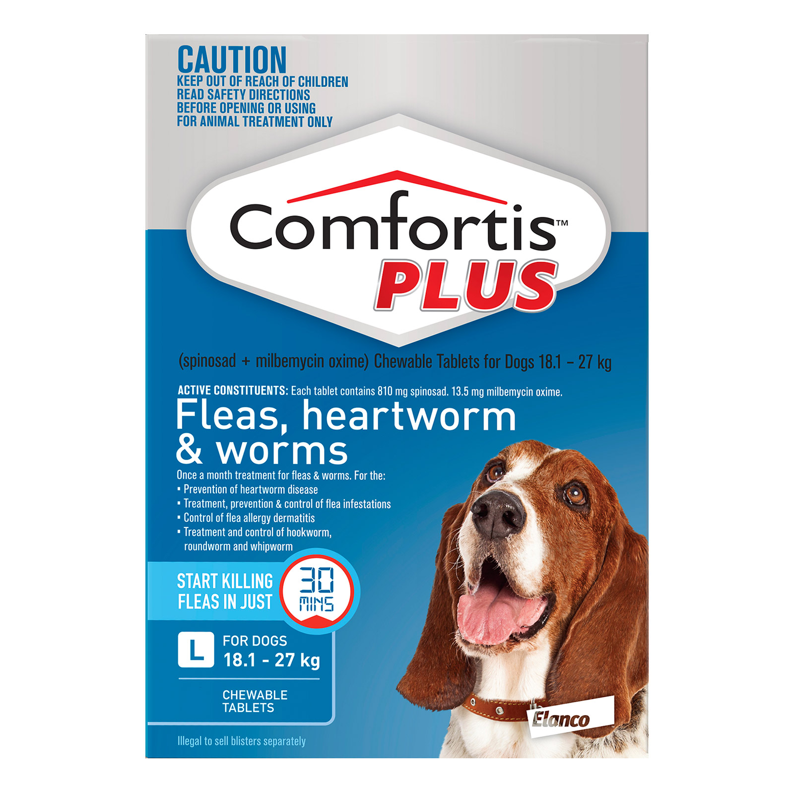 Comfortis Plus For Large Dogs 18.1-27 Kg 40.1 - 60 Lbs Blue 12 Chews
