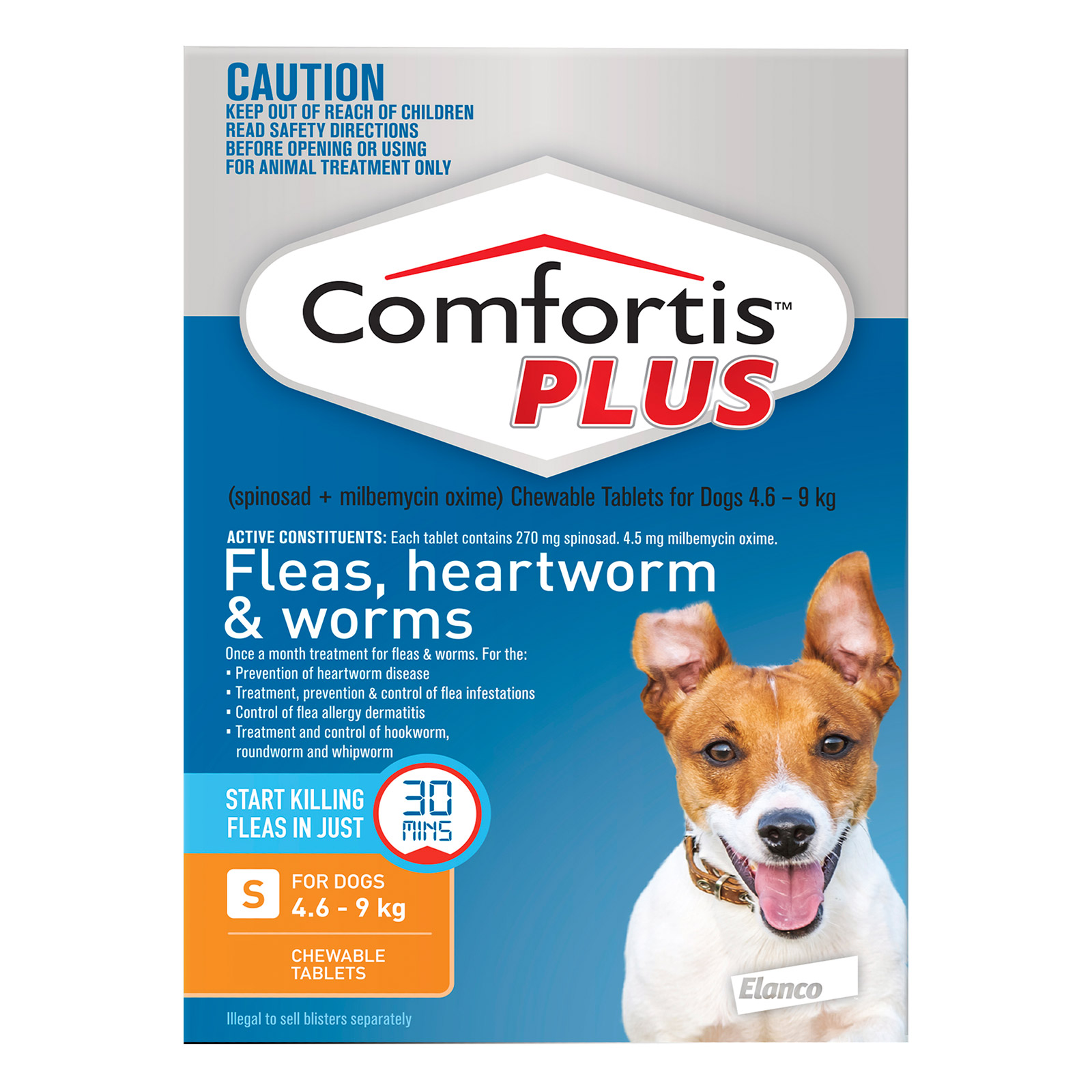 Comfortis Plus For Small Dogs 4.6-9 Kg (10.1 - 20lbs) Orange 12 Chews
