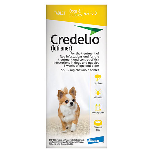 Credelio For Dogs 4.4 To 06 Lbs (56.25 Mg) Yellow 3 Doses
