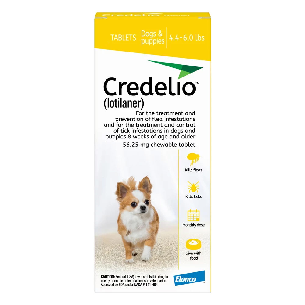 Credelio For Dogs 4.4 To 06 Lbs (56.25 Mg) Yellow 12 Doses