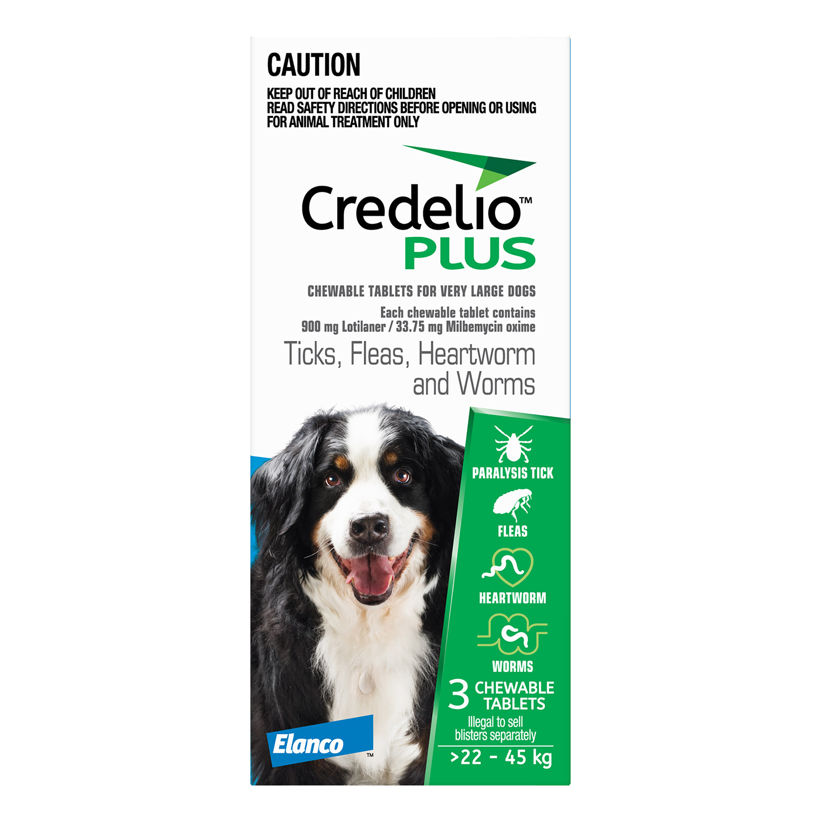Credelio Plus For Extra Large Dog 22-45kg (Blue) 3 Chews
