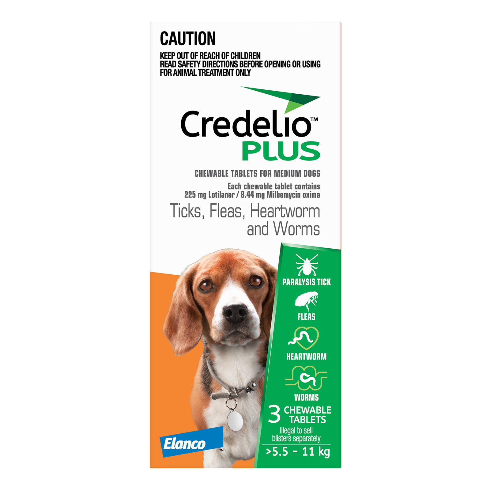 Credelio Plus For Medium Dog 5.5-11kg (Orange) 12 Chews
