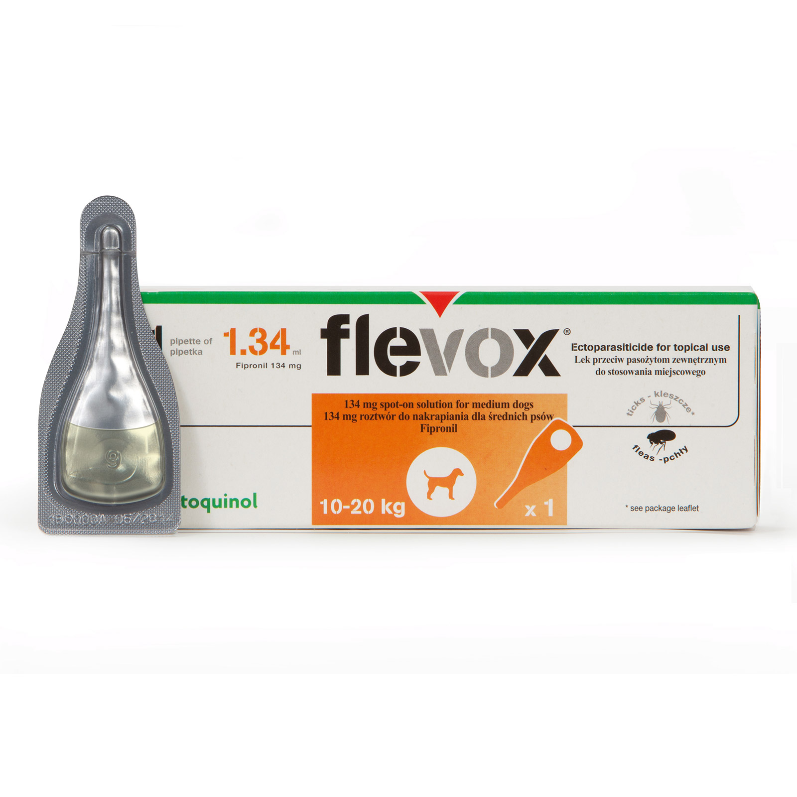 Flevox Spot-On For Medium Dogs 23 To 44 Lbs. Orange 3 Pack