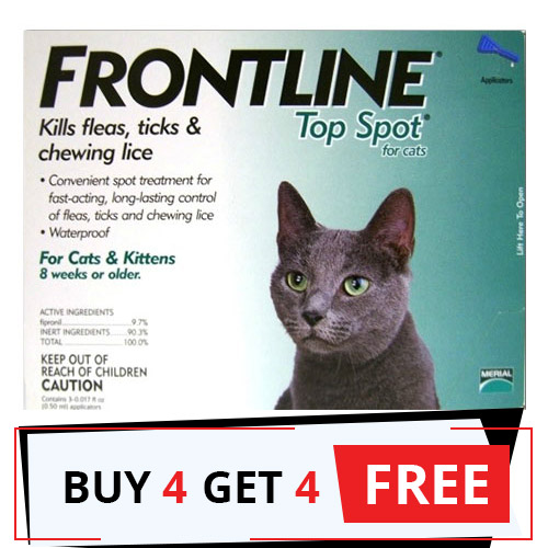 Frontline Top Spot Cats (Green) 4 Doses + 4 Free
