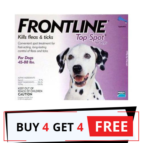Frontline Top Spot Large Dogs 45-88lbs (Purple) 4 Doses + 4 Free
