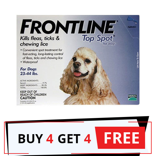 Frontline Top Spot Medium Dogs 23-44lbs (Blue) 4 Doses + 4 Free
