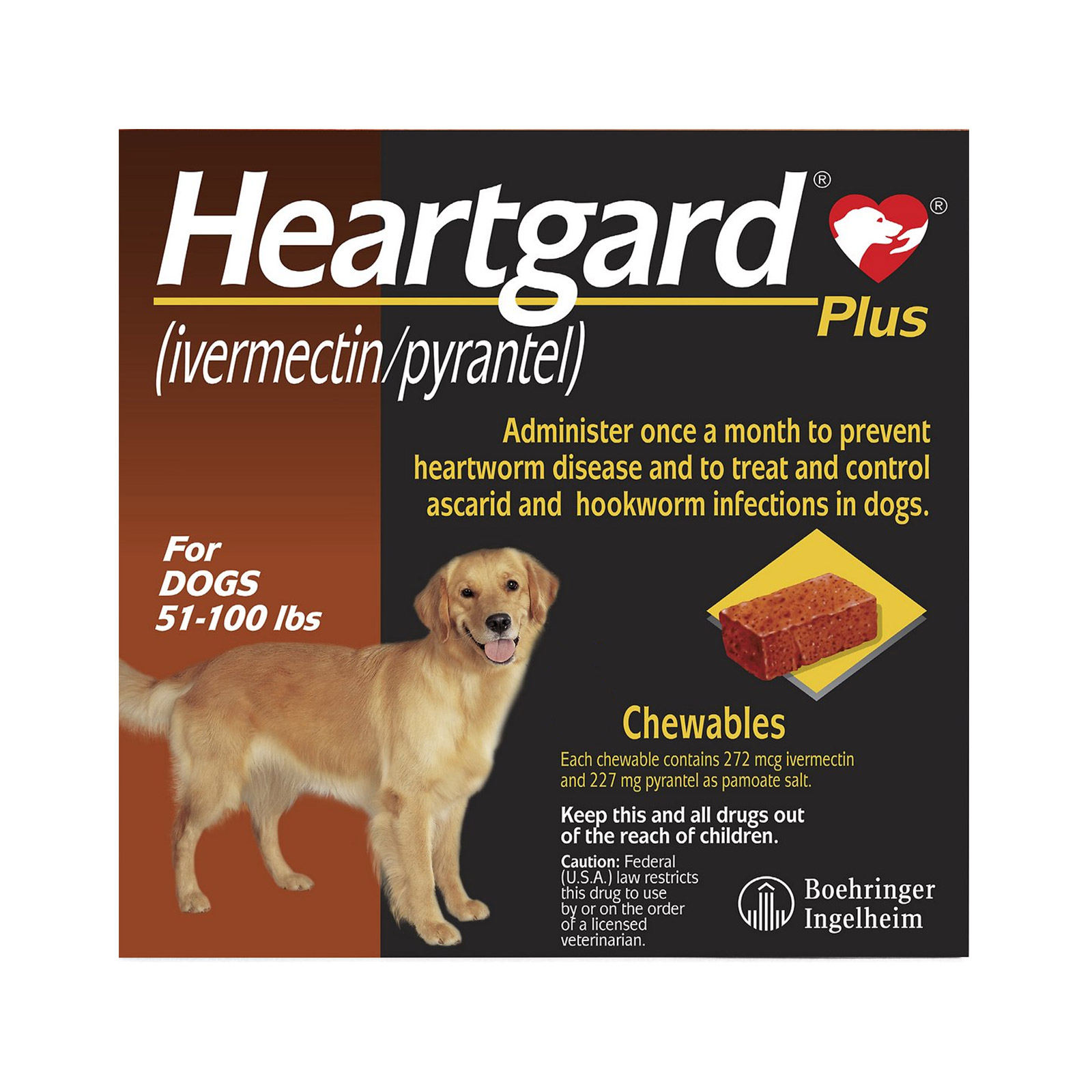 Heartgard Plus For Large Dog 51-100lbs (Brown) 12 Doses
