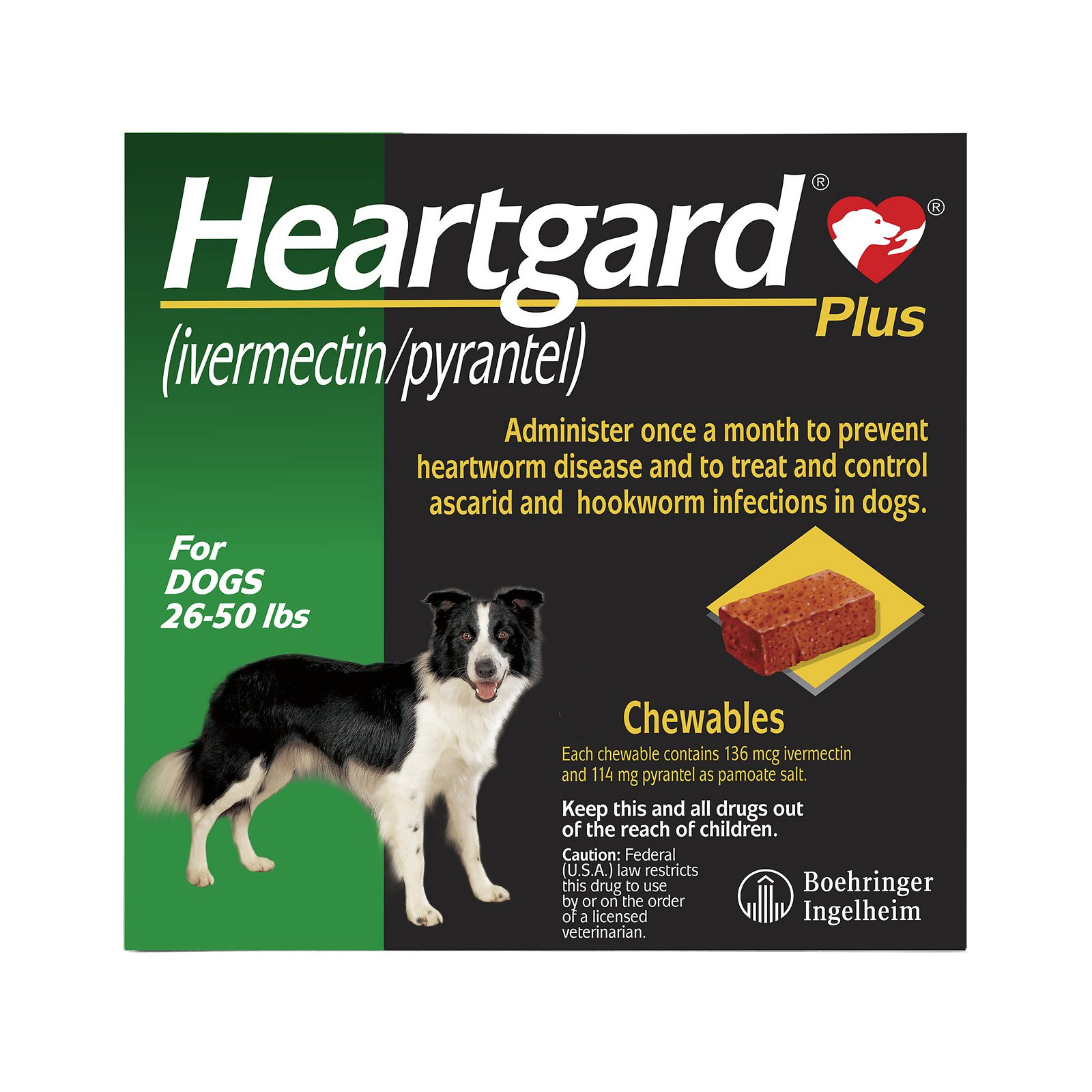 Heartgard Plus For Medium Dogs 26-50lbs (Green) 6 Doses
