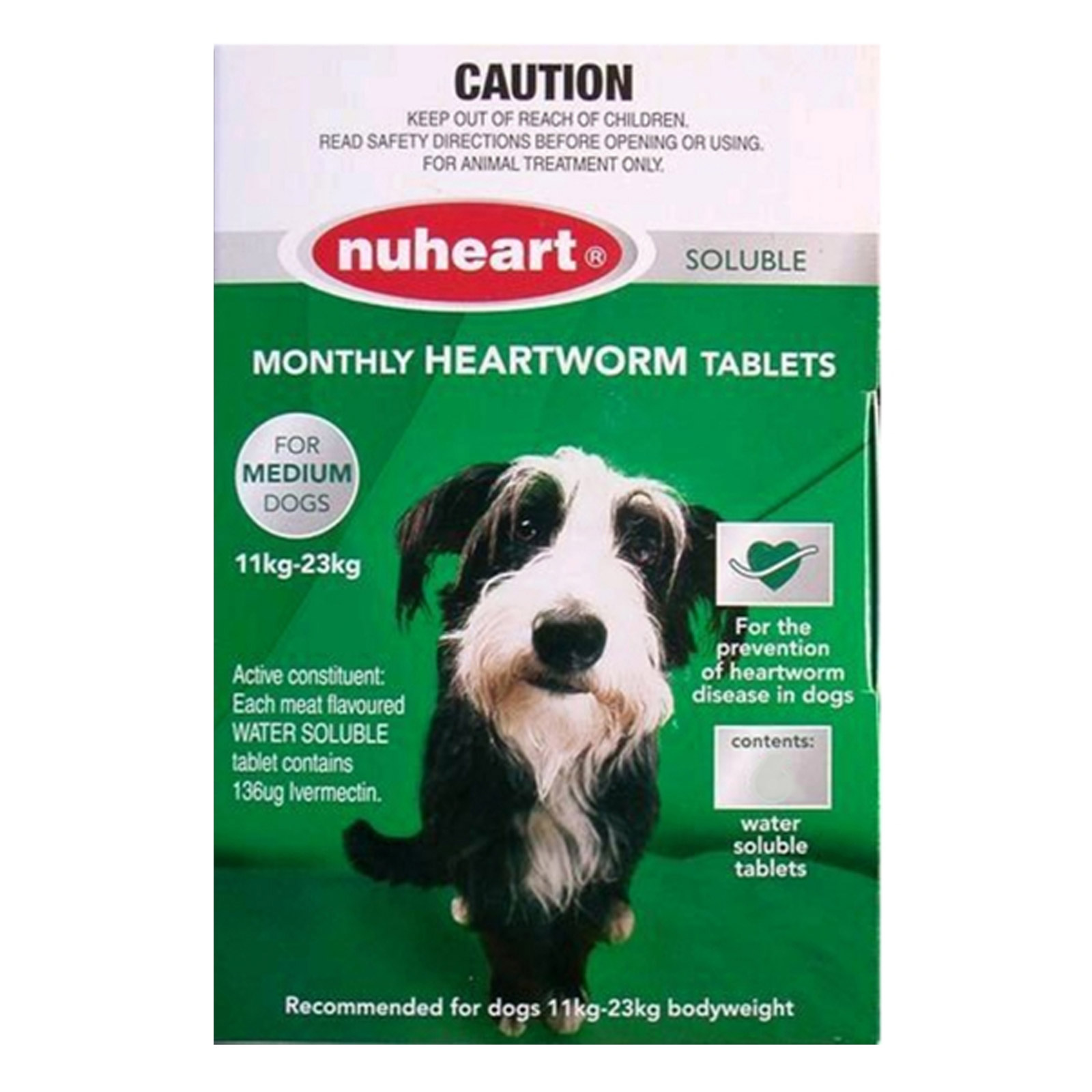 Nuheart Generic Heartgard For Medium Dogs 26-50lbs Green 6 Tablet