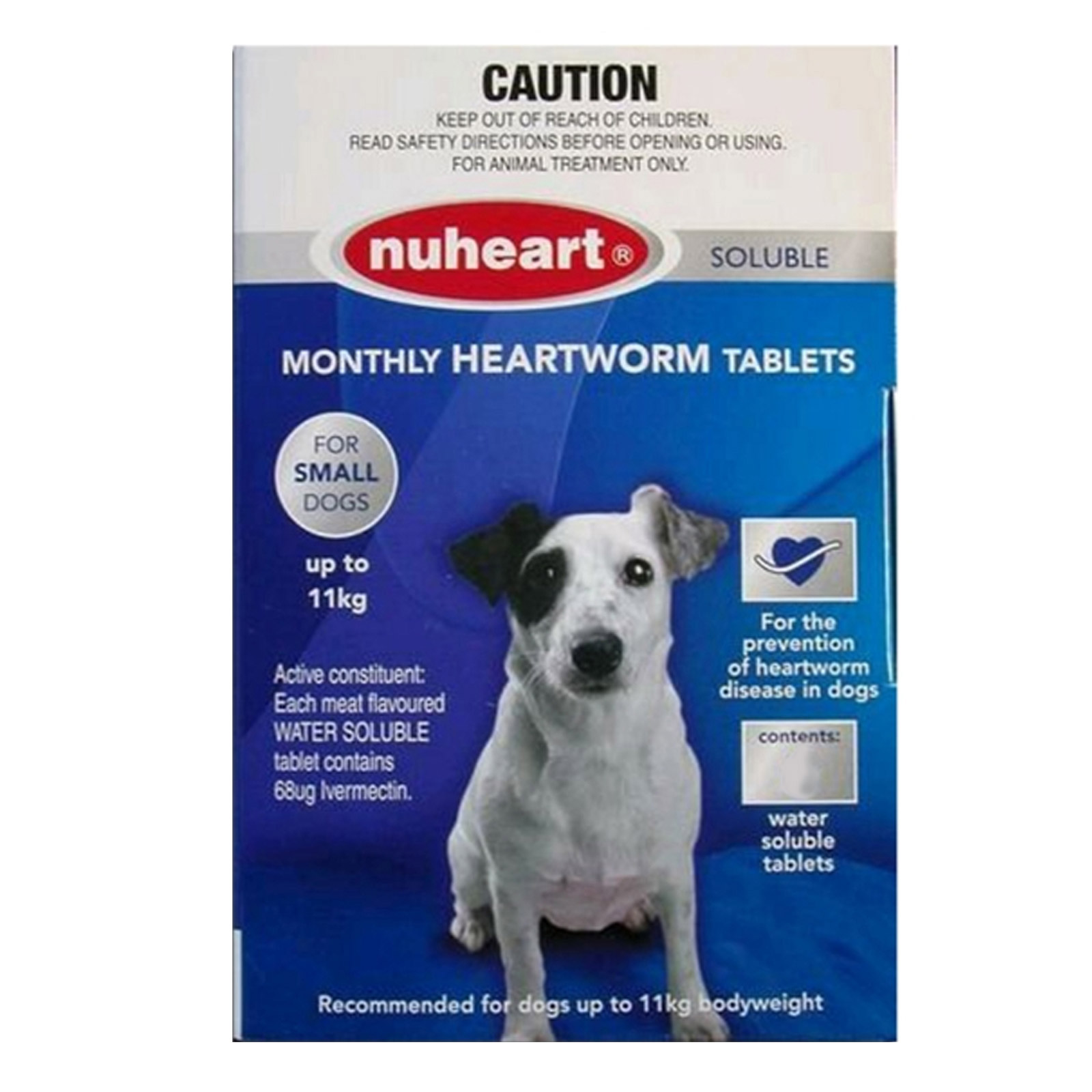 Nuheart For Small Dogs Upto 25lbs (Blue) 6 Tablets
