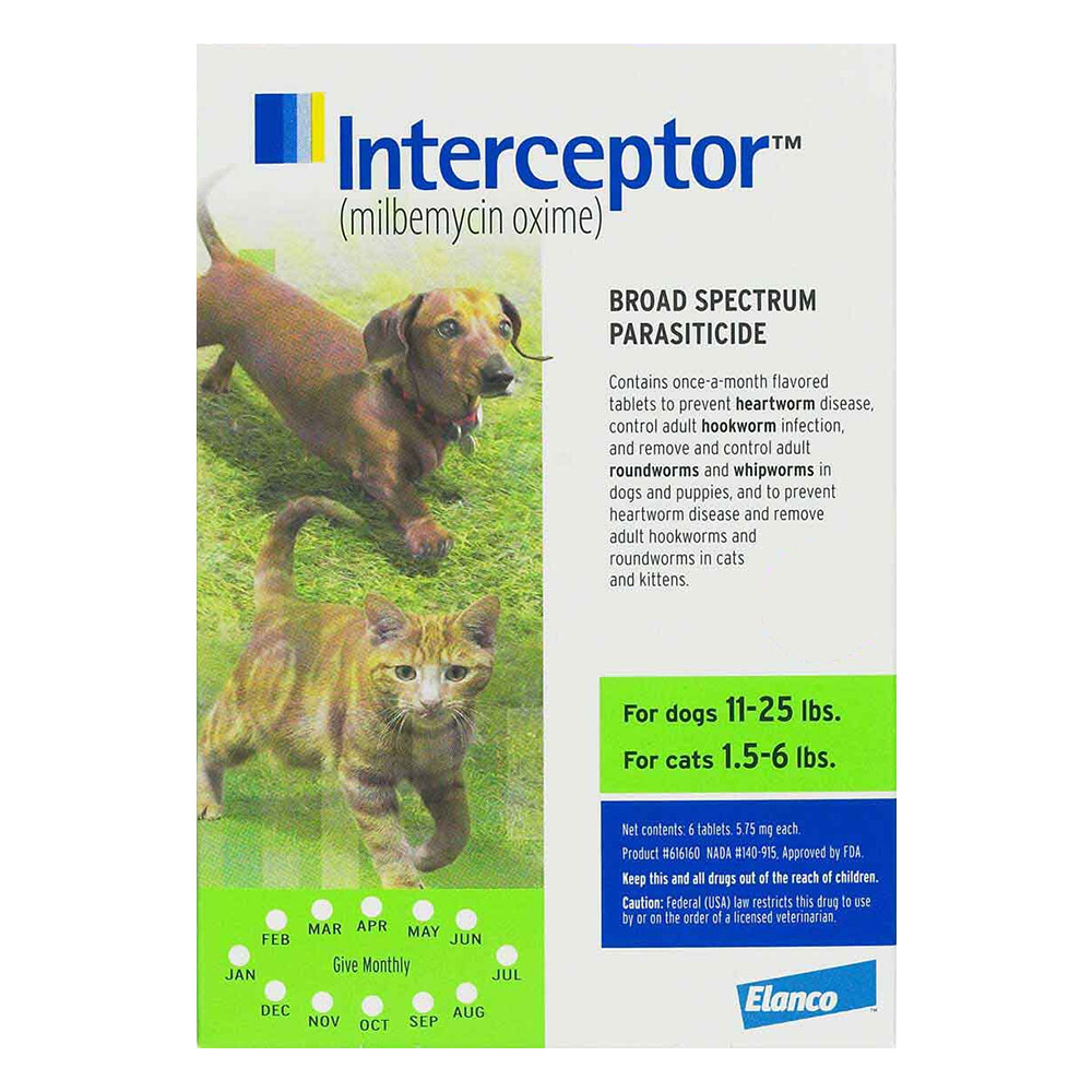 

Interceptor For Small Dogs 11-25 Lbs Green 12 Chews