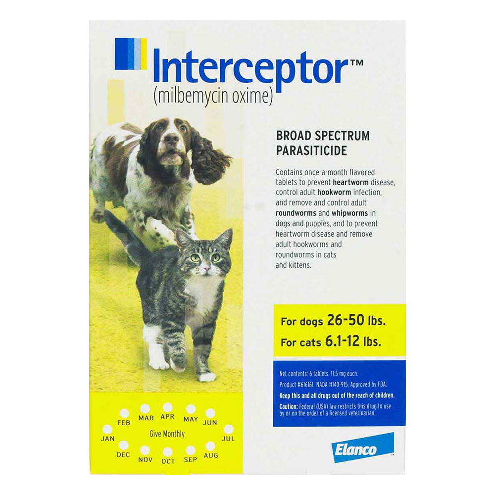 Interceptor For Medium Dogs 26-50 Lbs (Yellow) 6 Chews
